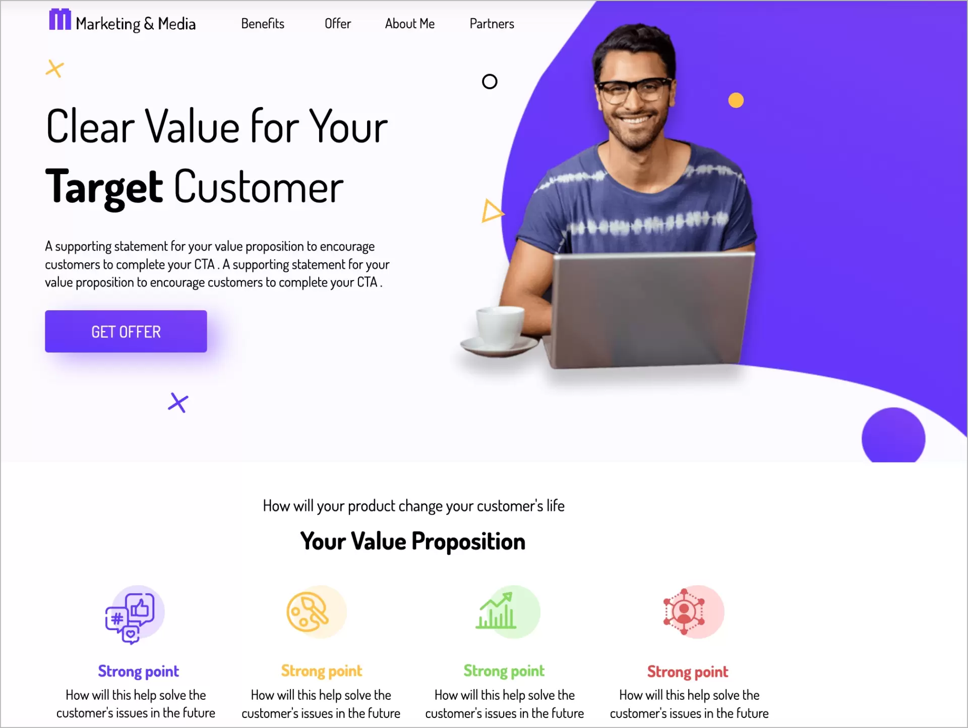 landing page template for inspiration to create your own page