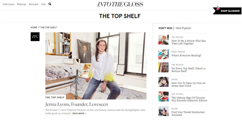 View of Into The Gloss page