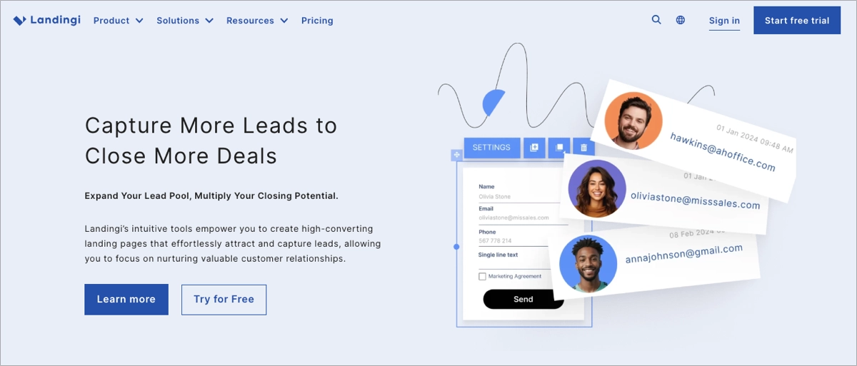 best landing page platform - Landingi