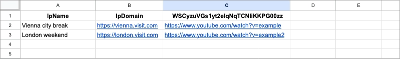 CSV with programmatic video links