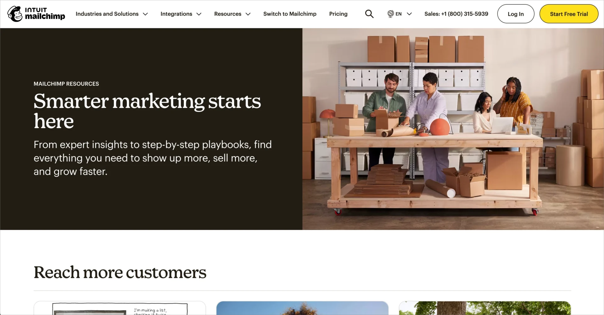 Screenshot from Mailchimp website