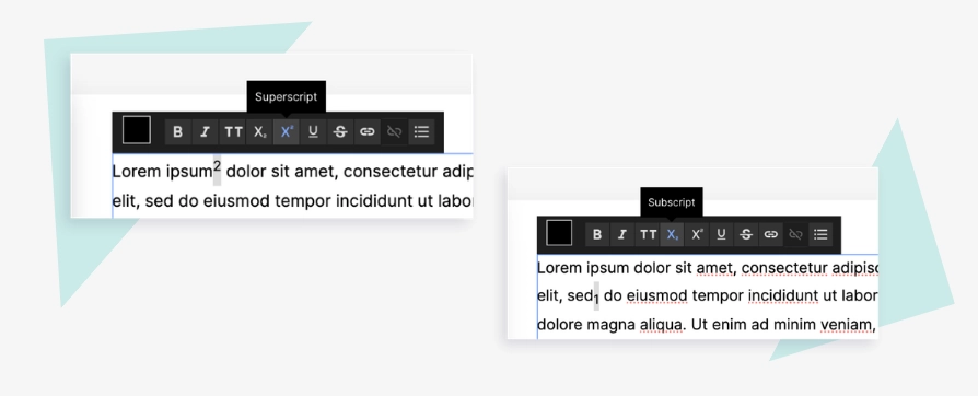 Superscript and subscript formatting in Classic Builder