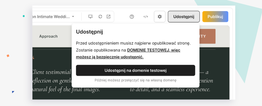 Udostępnianie landing page’a na domenie testowej przed publikacją