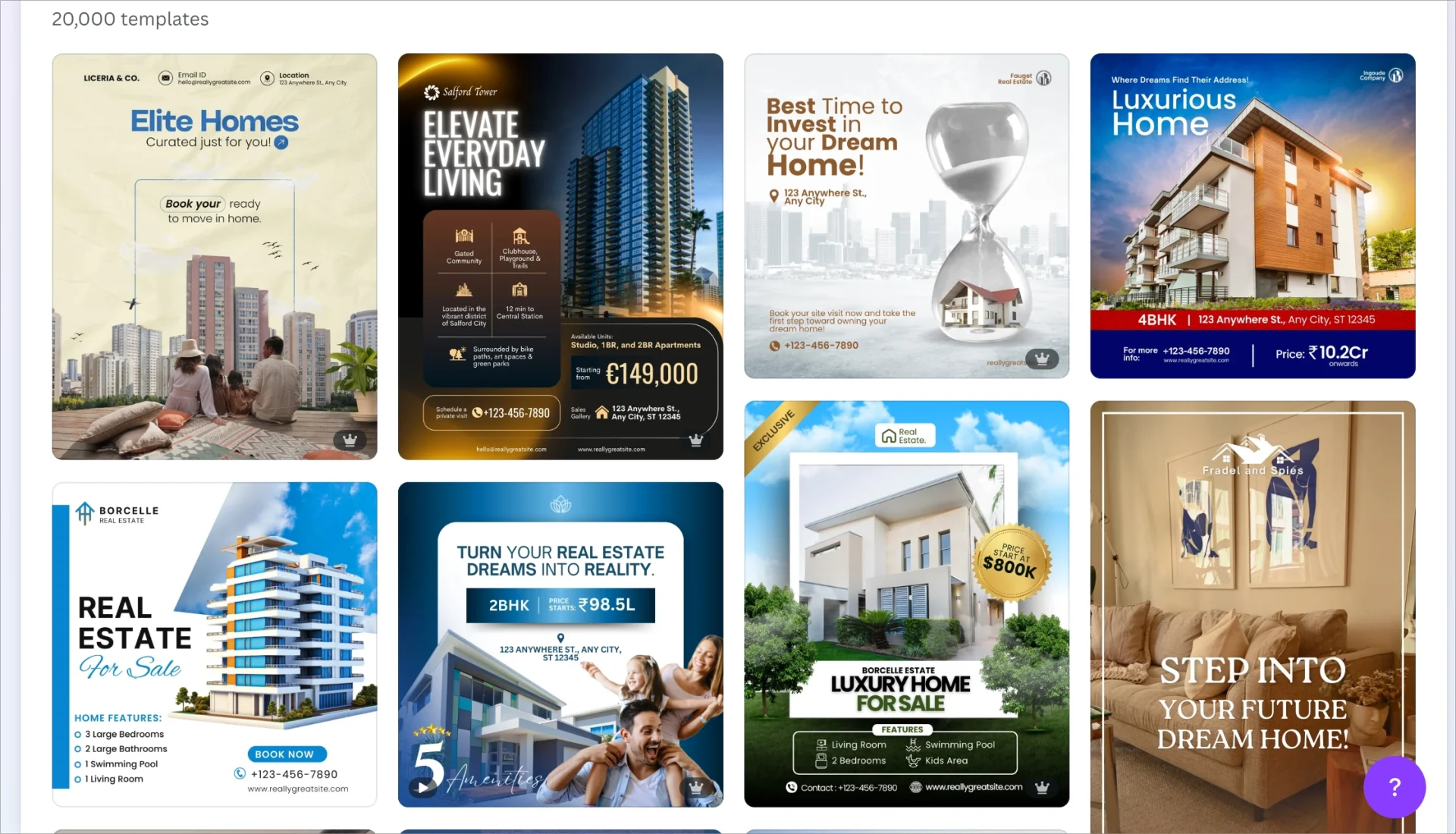 Modèles immobiliers Canva