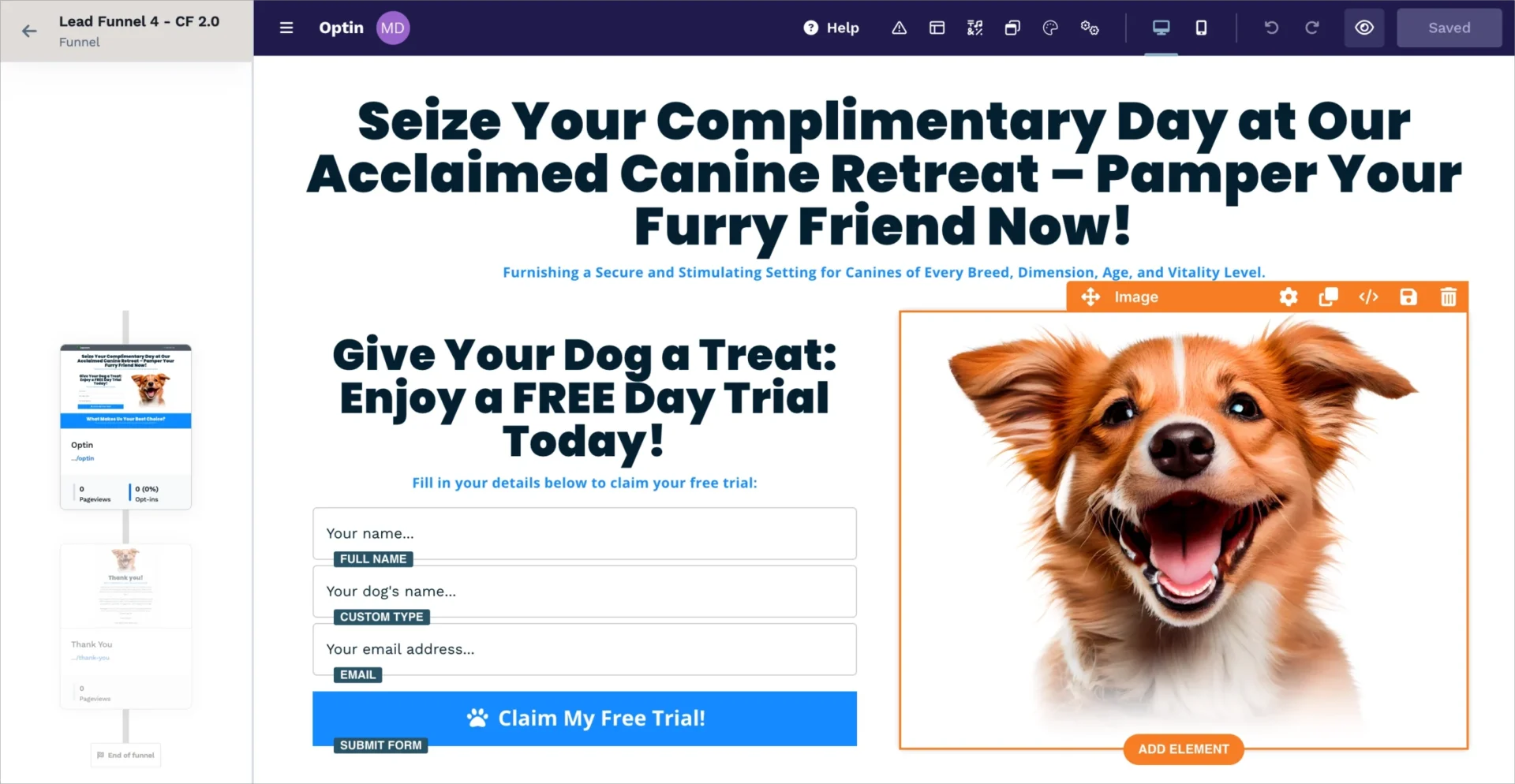 Editor do ClickFunnels landing page