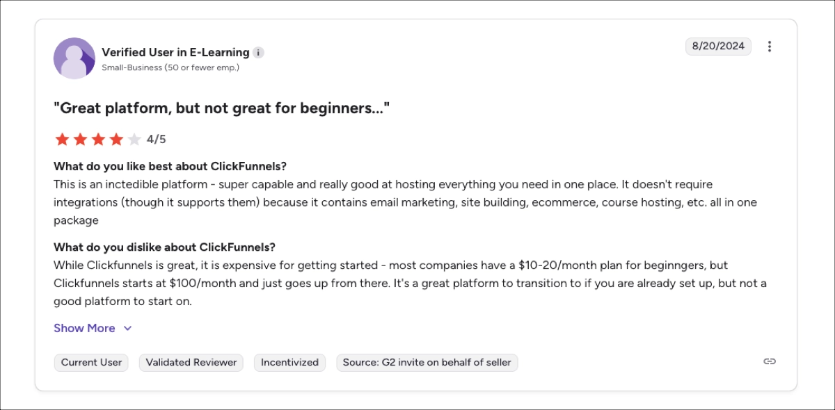 ClickFunnels - un coût élevé