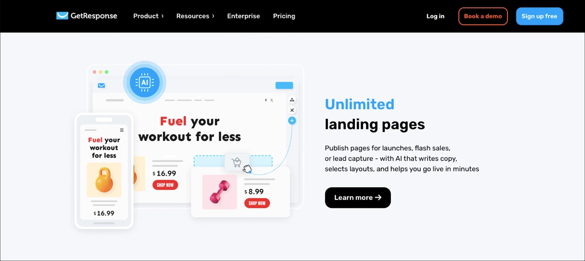 GetResponse - plateforme d'email marketing avec landing page builder