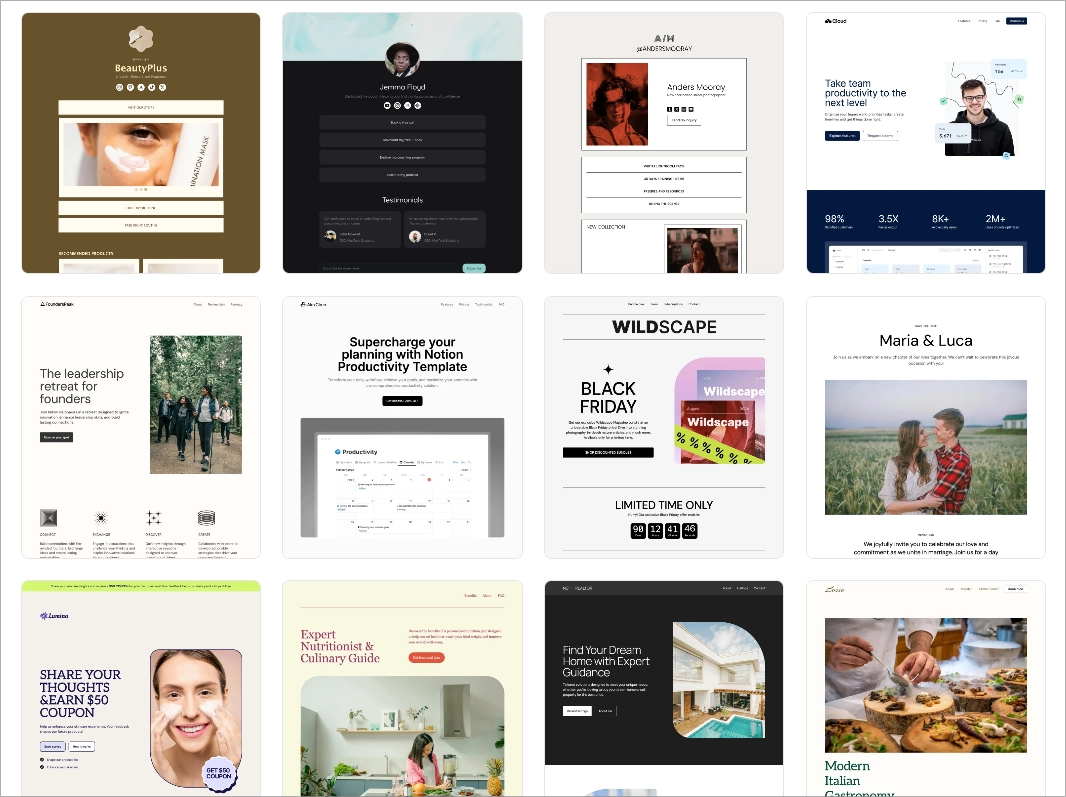 landing pages kits para empresas de saas, restaurantes e comércio eletrônico