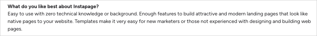 positive review about Instapage - G2