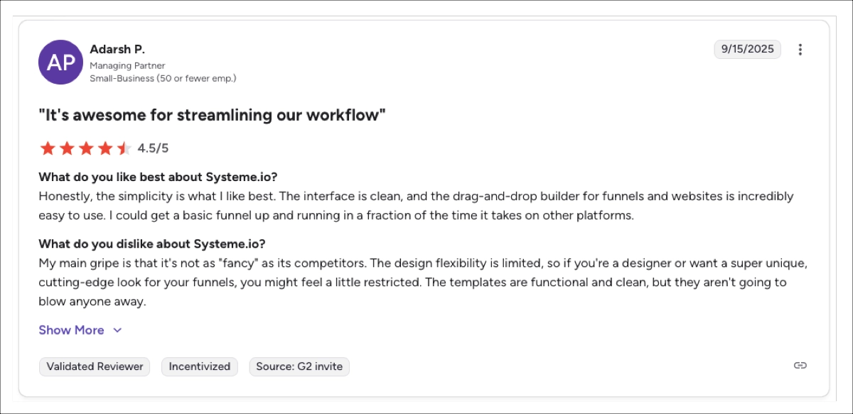 Systeme.io - une flexibilité de conception limitée