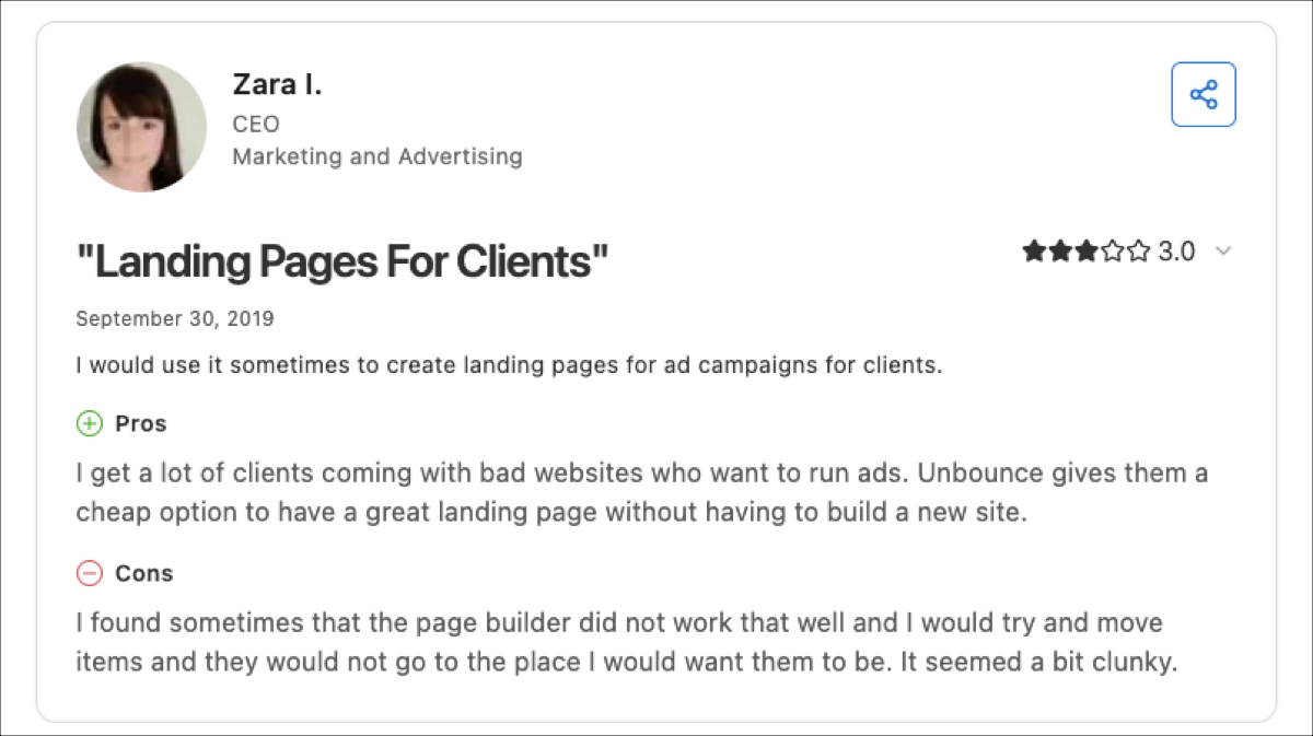 Revue de Unbounce - éditeur maladroit