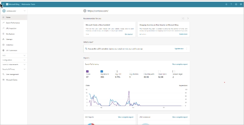 Ferramentas para webmasters do Bing