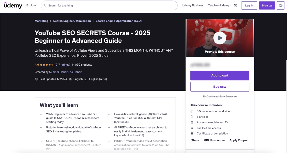 uno de los mejores cursos de YouTube SEO