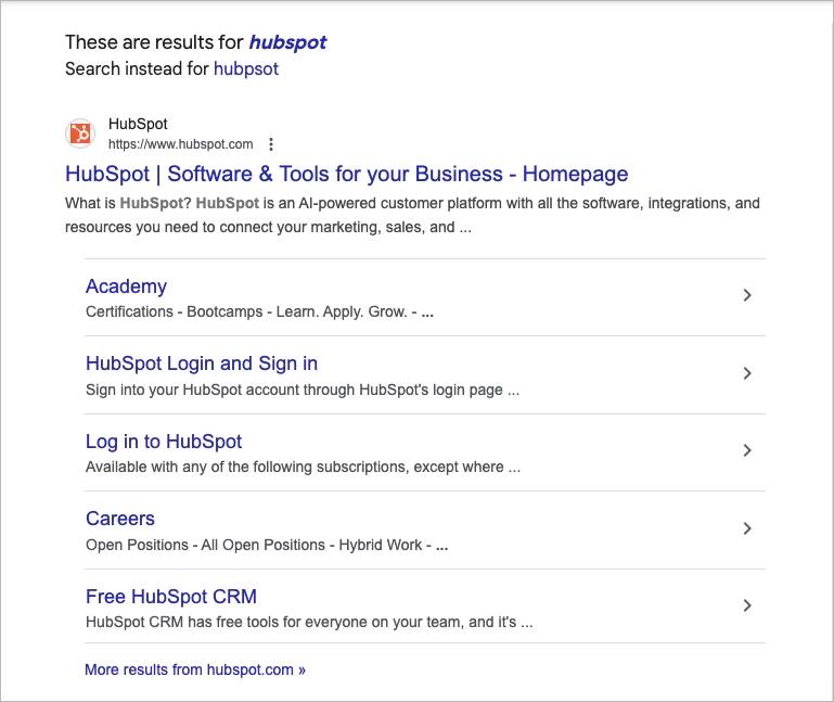 Sitelinks - recurso SERP