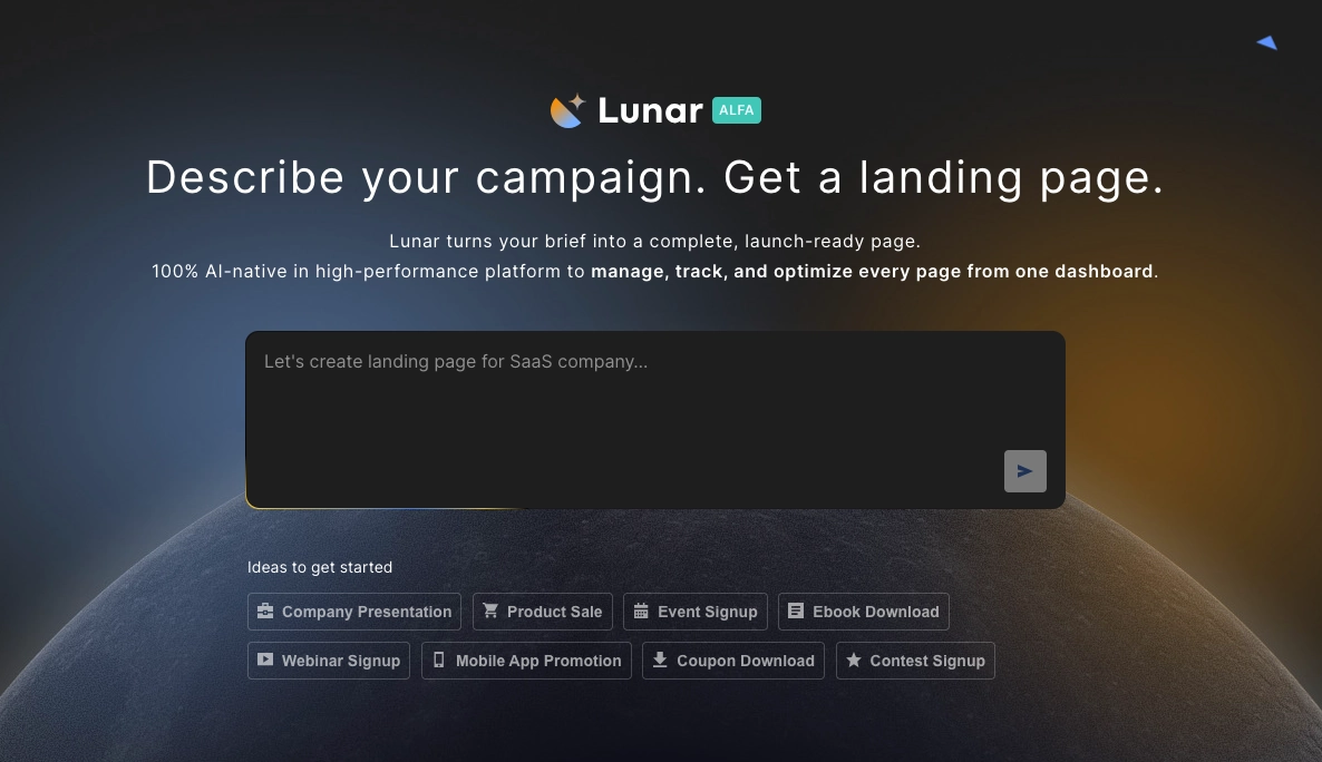 Lunar AI landing page generator