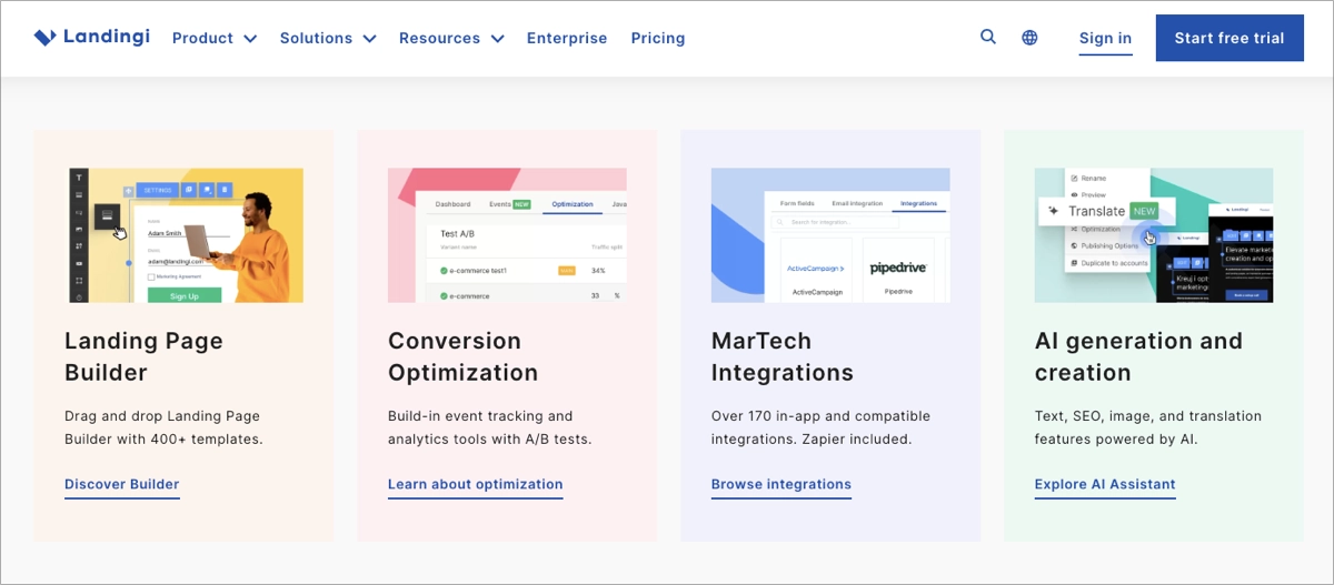 melhor plataforma landing page