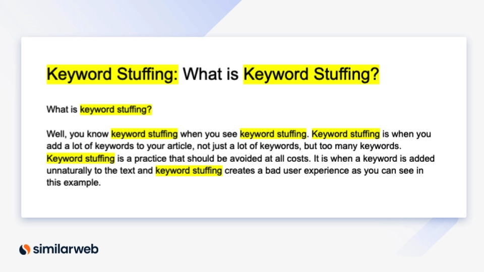 Keyword Stuffing - Example How to Not Do It