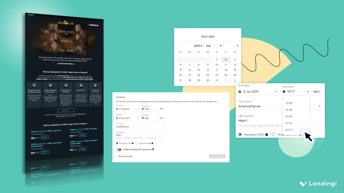 Time-limited TVN Player campaigns; landing page schedule
