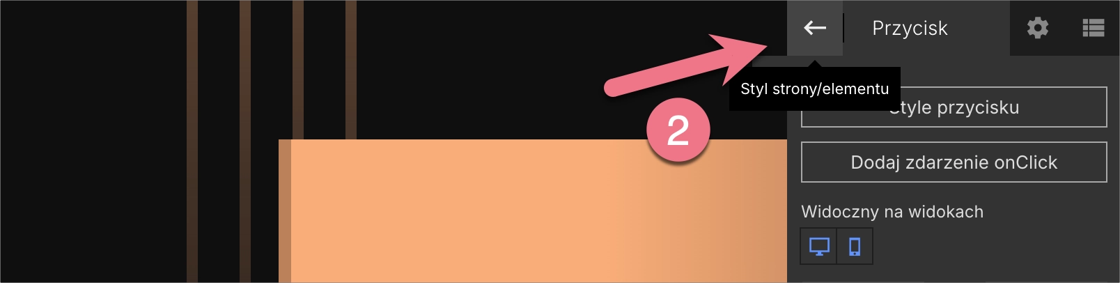 Jak powrócić do stylu strony - strzałka