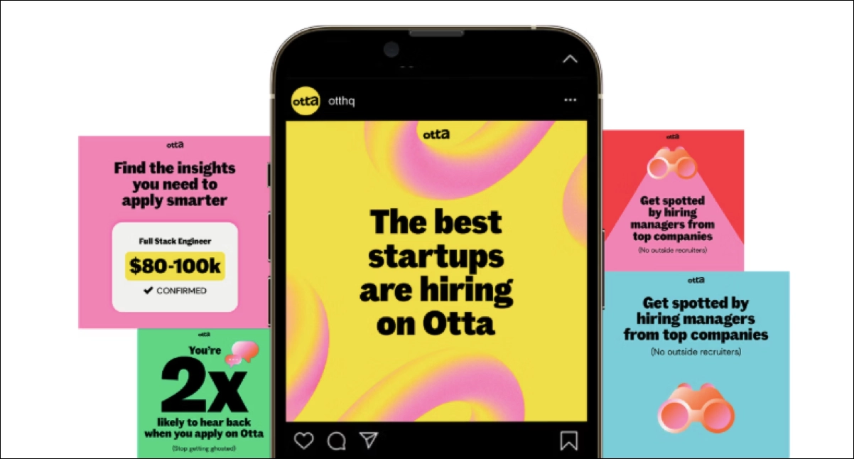 Instagram carousel ad with graphics in a square format