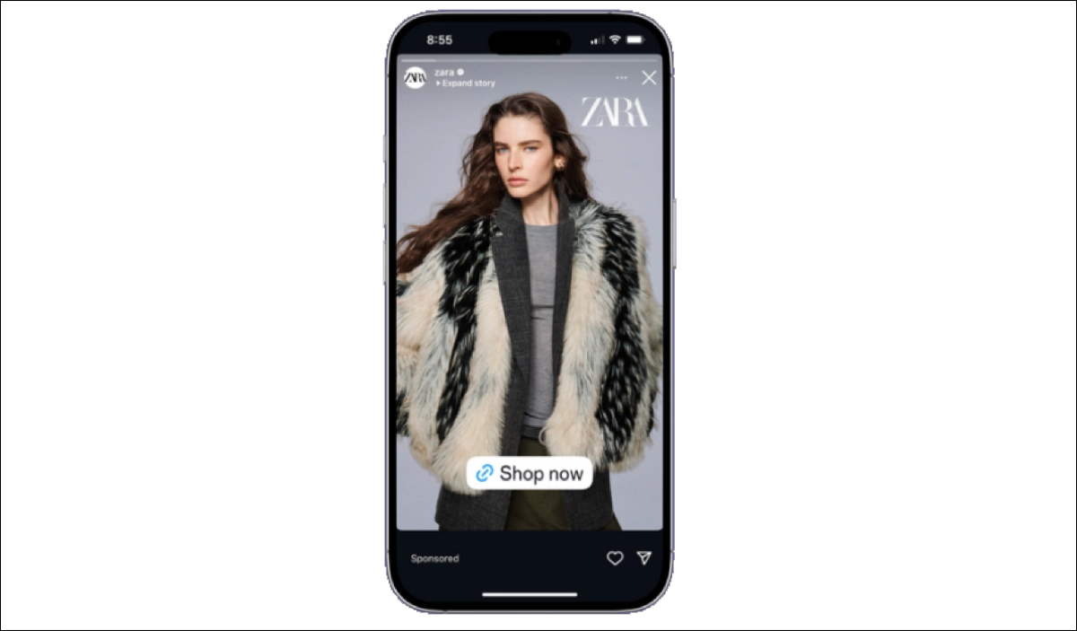 istagram story ad with static photos encouraging to shop directly