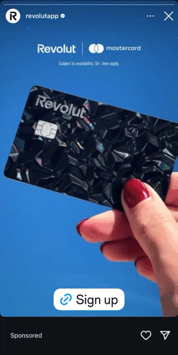 instagram story ad inviting users to explore an app