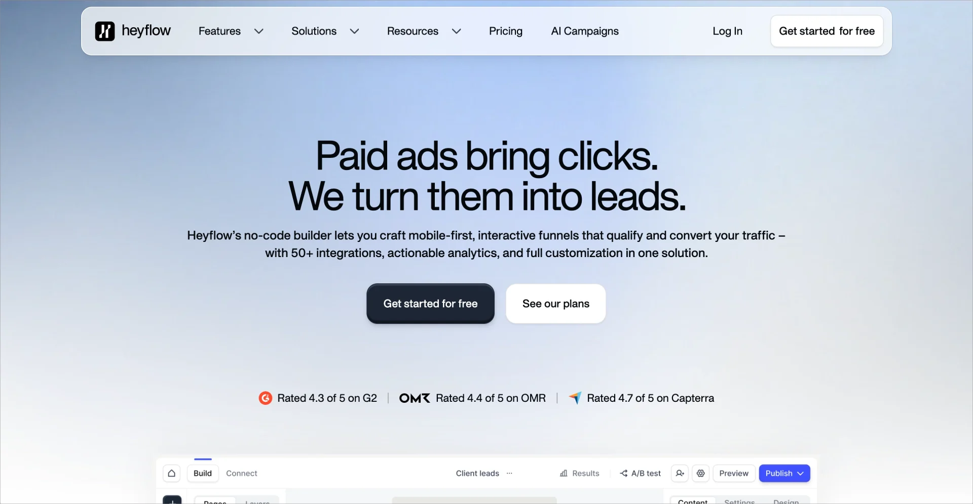 P&aacute;gina inicial do Heyflow