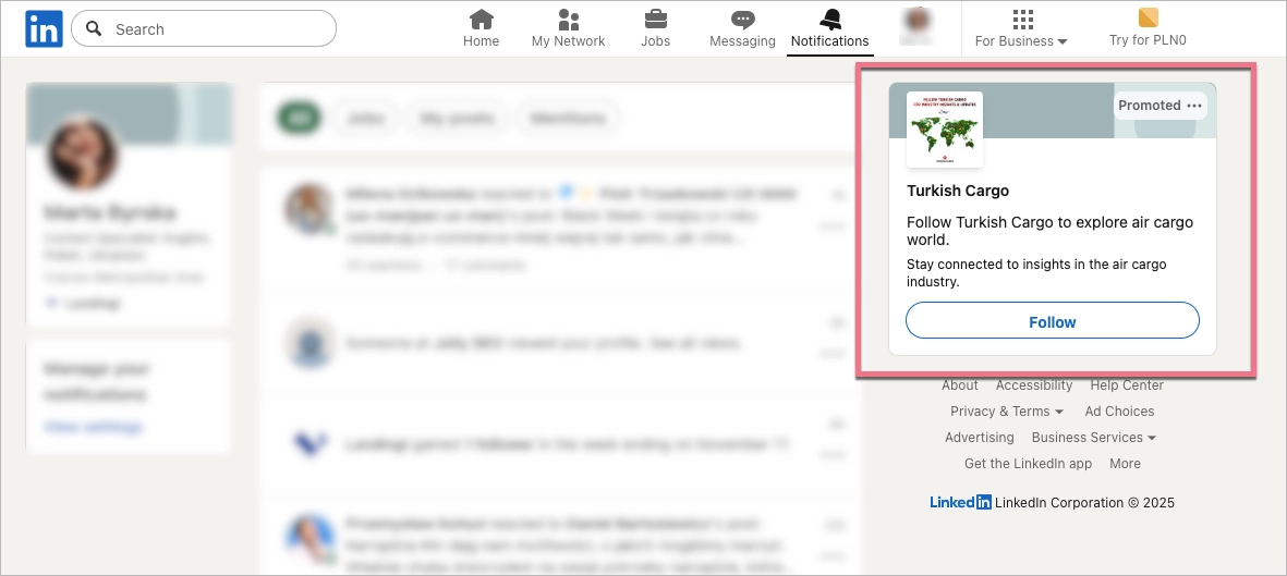 exemple d'annonce textuelle sur linkedin
