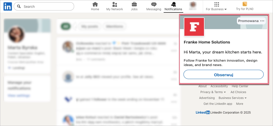 exemple d'annonce dynamique sur linkedin