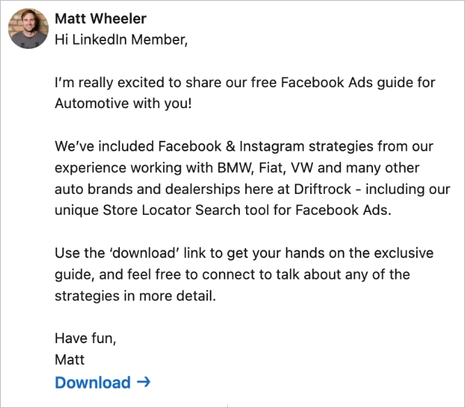 message annonce linkedin exemple