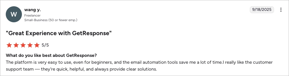 Commentaires sur GetResponse
