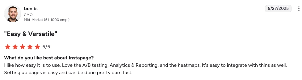 Critiques d'Instapage