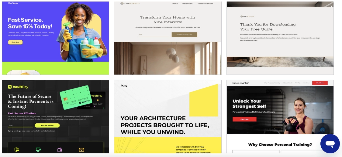 bibliothèque de modèles instapage