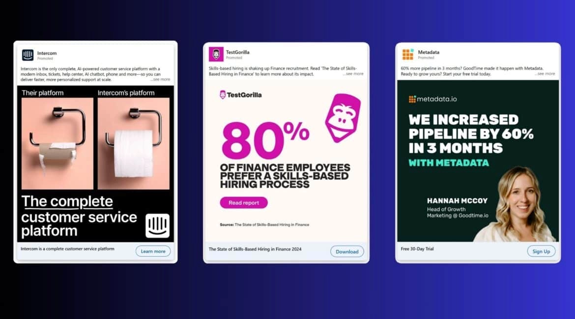 Exemples d'annonces sur LinkedIn