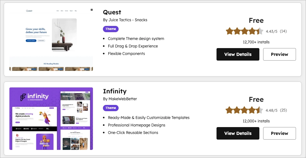 modelos do hubspot landing page