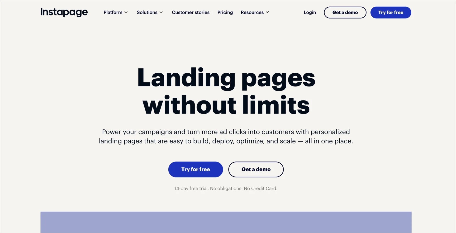 P&aacute;gina inicial da Instapage