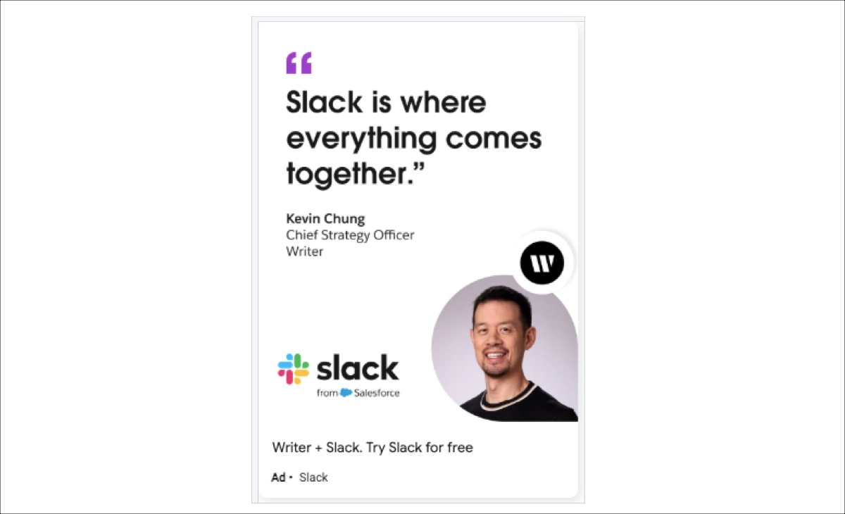 publicité simple et puissante - Slack