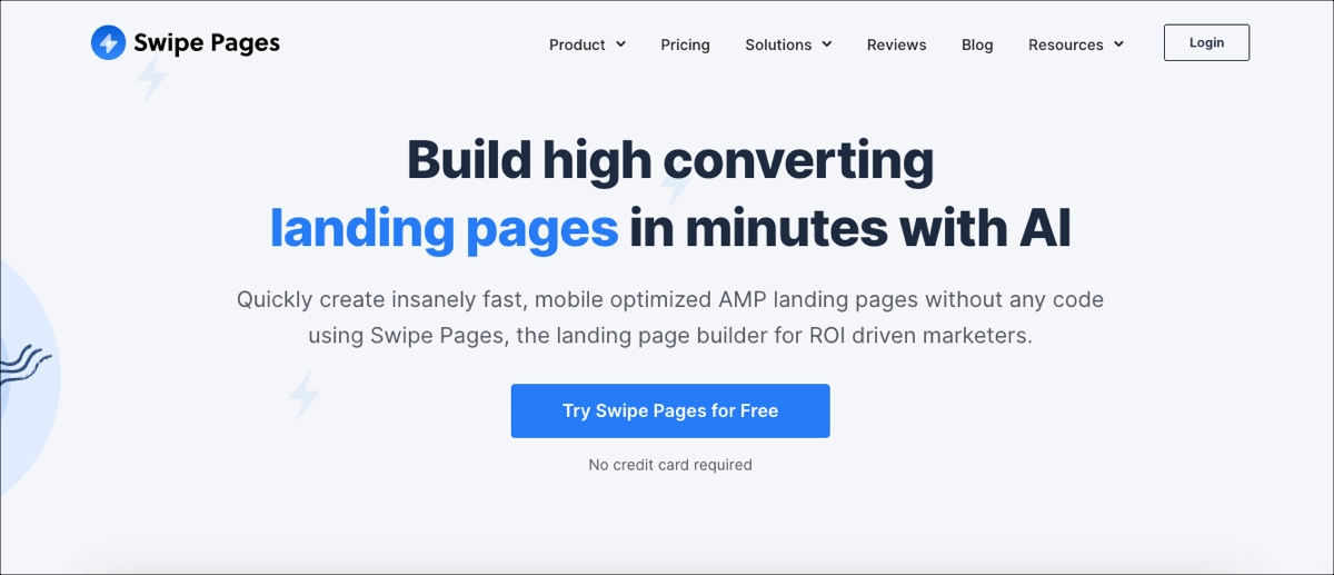 Swipe Pages - construtor landing page com tecnologia de IA