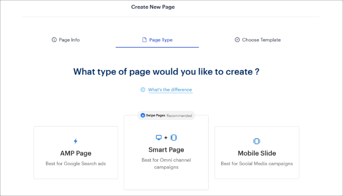 Swipe Pages - tipos de p&aacute;gina