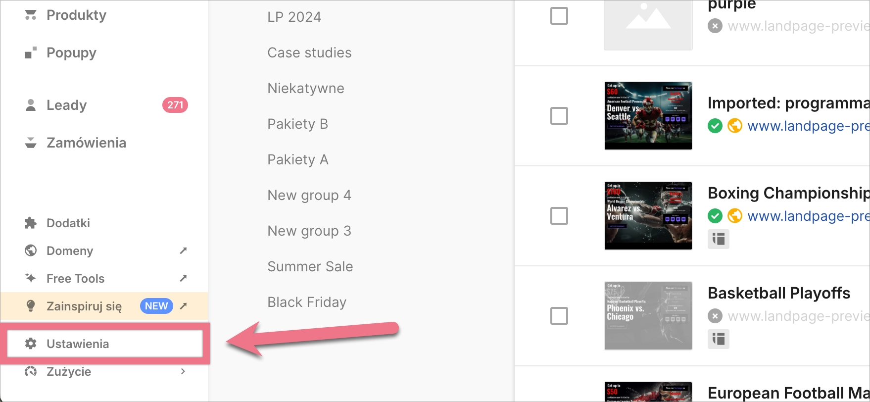 Przejdź do ustawień