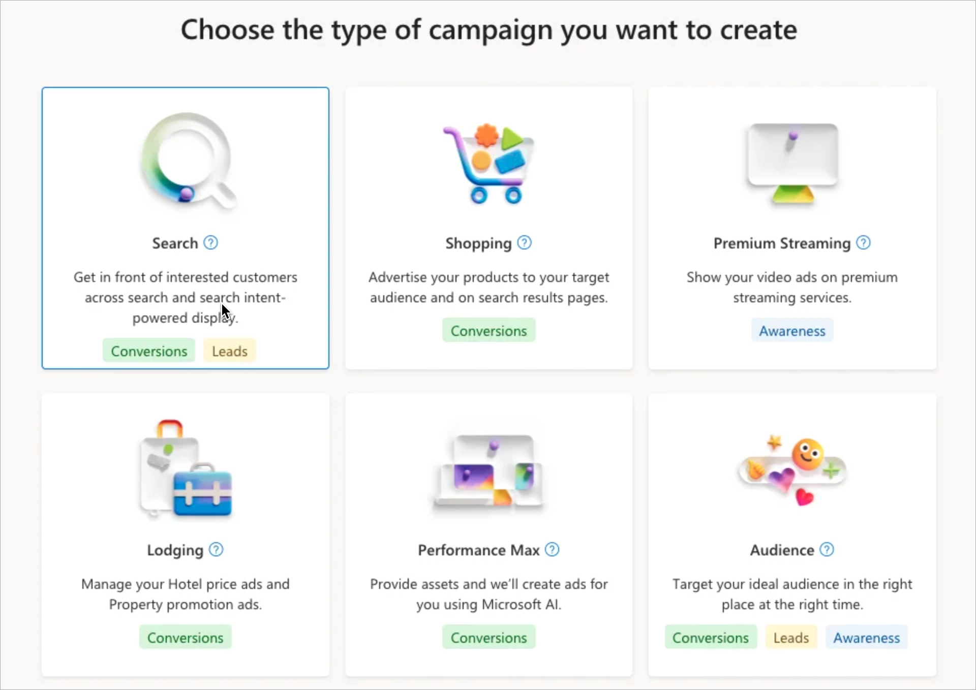Bing Ads Bildschirmfoto