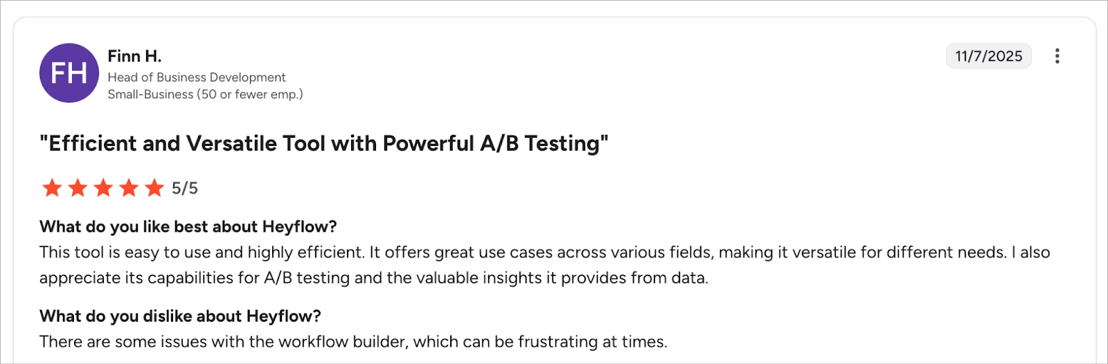 Opini&atilde;o negativa do Heyflow