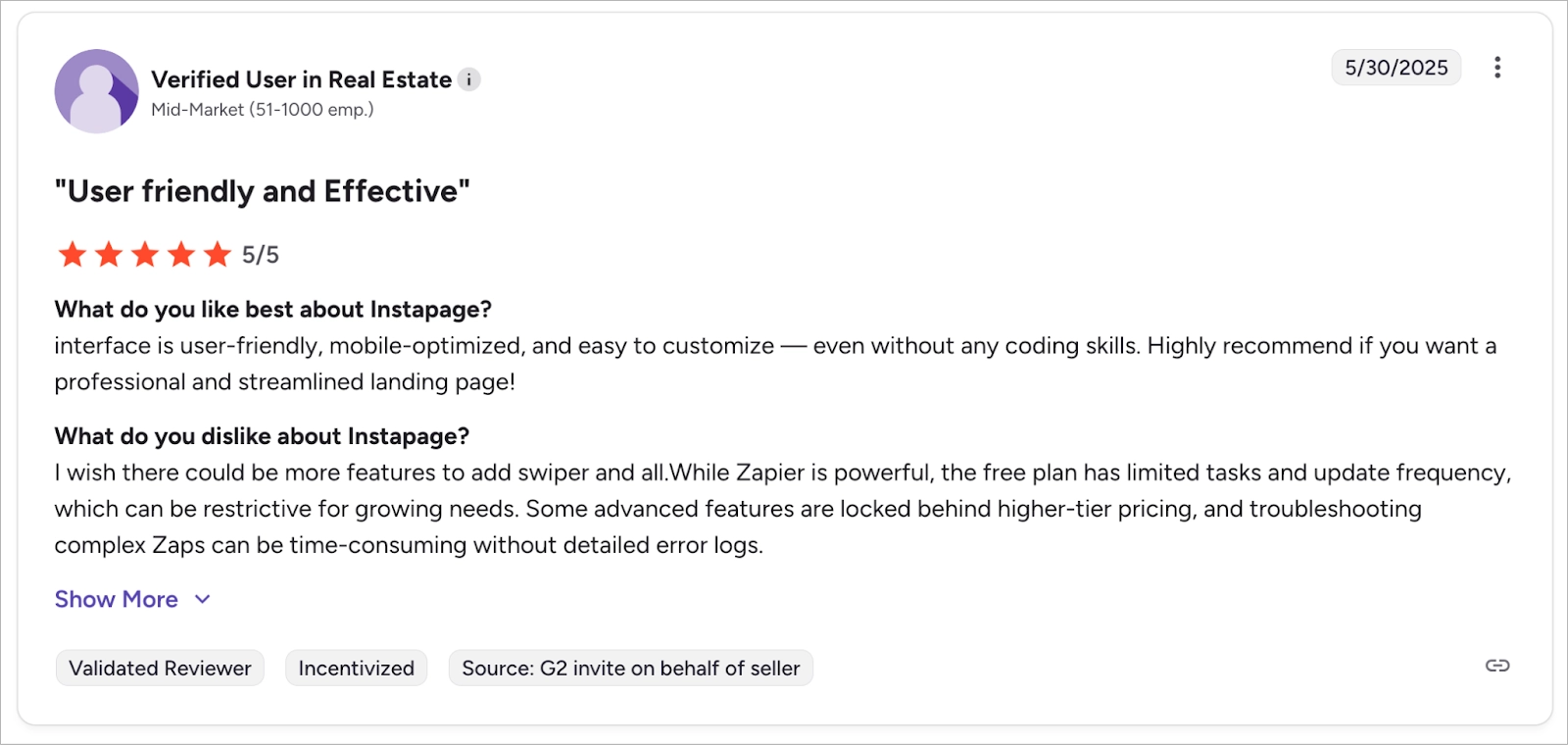 Avalia&ccedil;&atilde;o positiva do Instapage