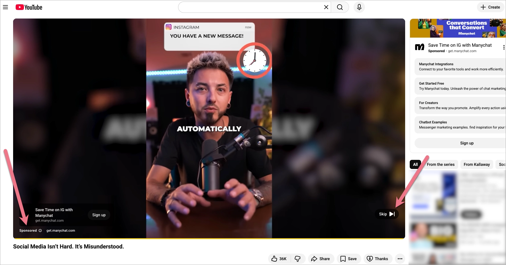 Eksempel p&aring; TrueView i stream-annoncer
