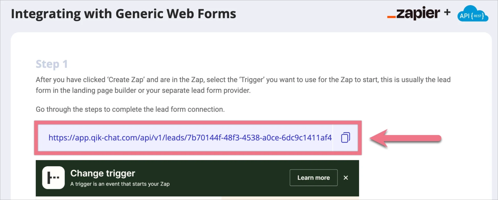 Webhook link from QikChat