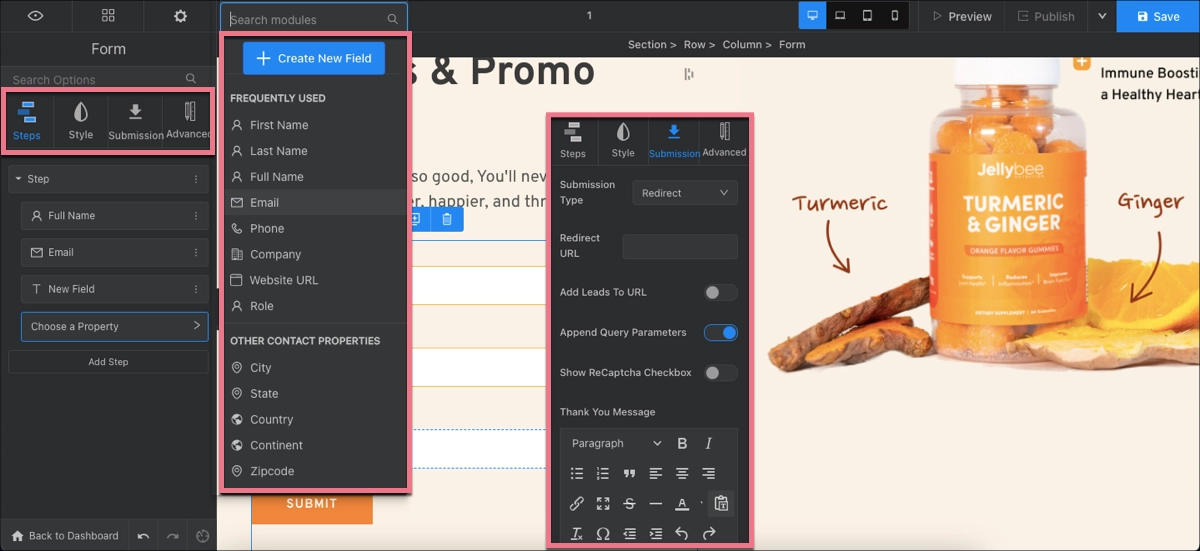 formul&aacute;rios em Swipe Pages