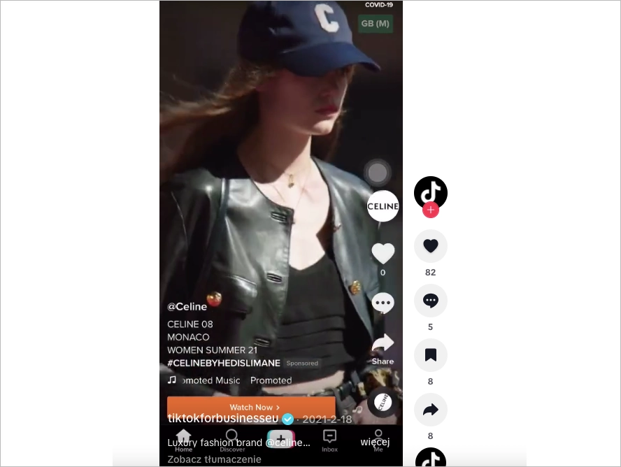 Exemple d'annonce tiktok - Céline