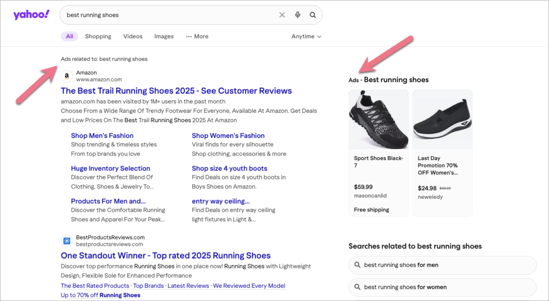 Anzeigen in der Yahoo-Maschine
