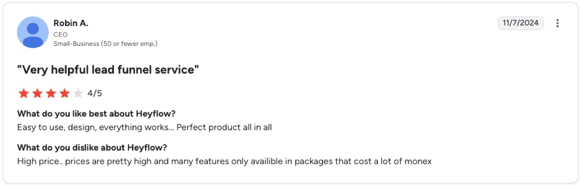 Heyflow anmeldelse - h&oslash;j pris