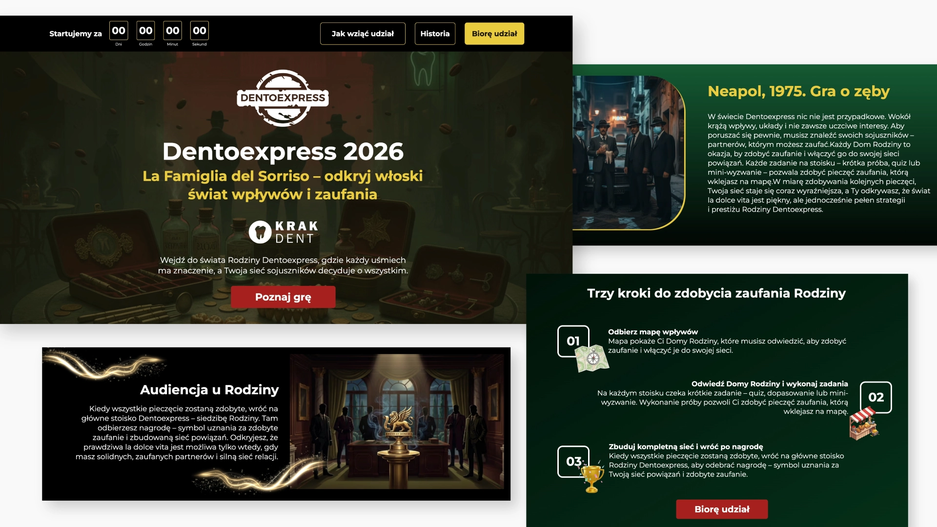 Dental landing page using storytelling, challenges, and gamification to promote an event activity
